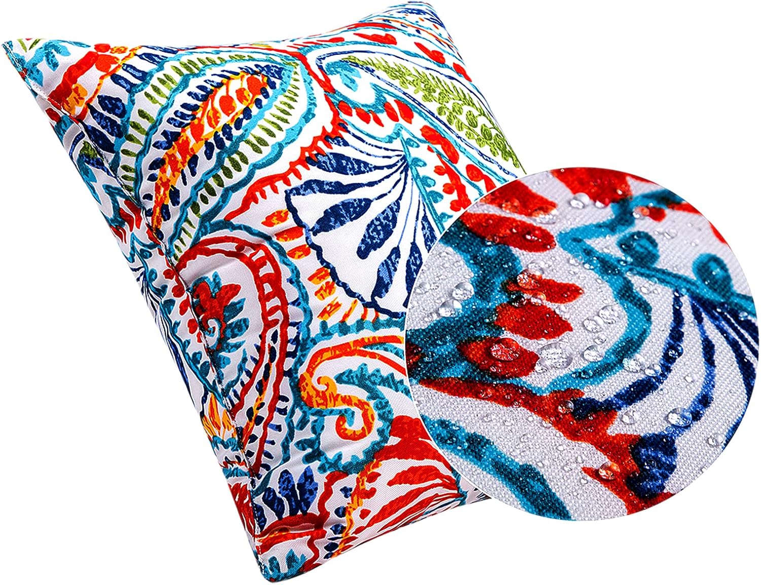 Vibrant Paisley Print Outdoor Throw Pillows - Stylish and Water-Resistant Accent Pillows with Inserts for Patio and Garden