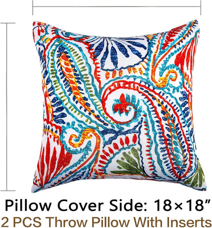 Vibrant Paisley Print Outdoor Throw Pillows - Stylish and Water-Resistant Accent Pillows with Inserts for Patio and Garden
