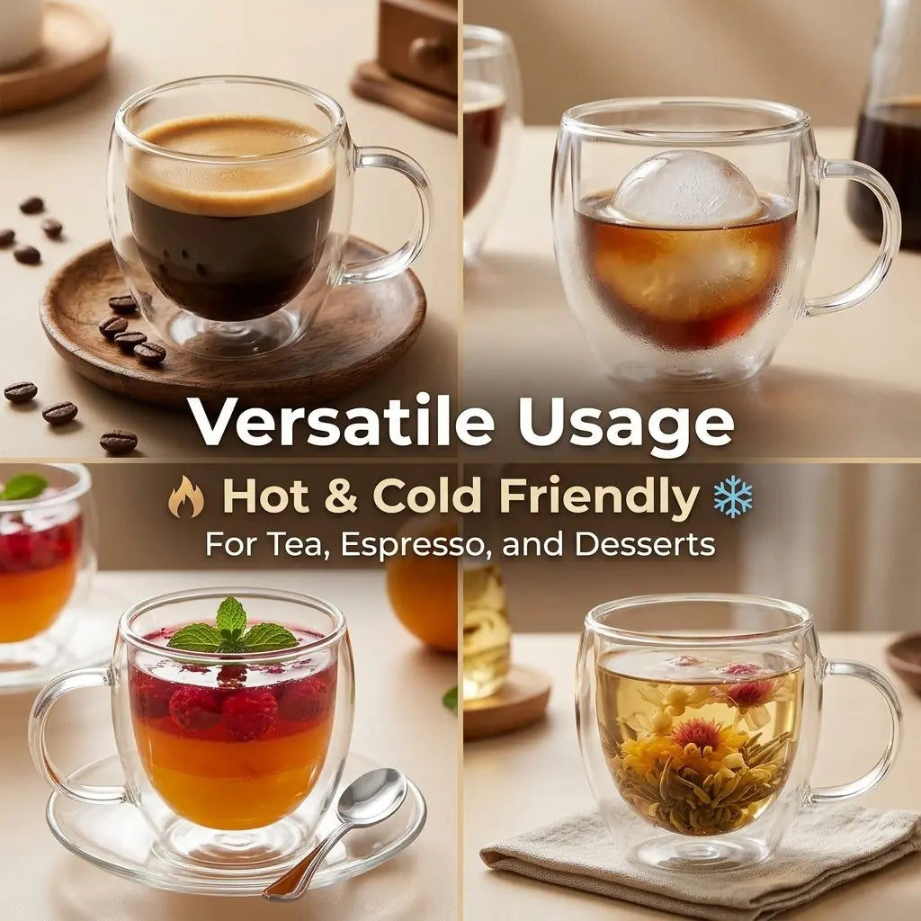 6-Piece Espresso Set, Double-Walled Design, Coffee Glass Cup, Perfect for Coffee Lovers, Great Value, Ideal for Daily Use, Enhance Your Brewing Experience, Glass Espresso Cups