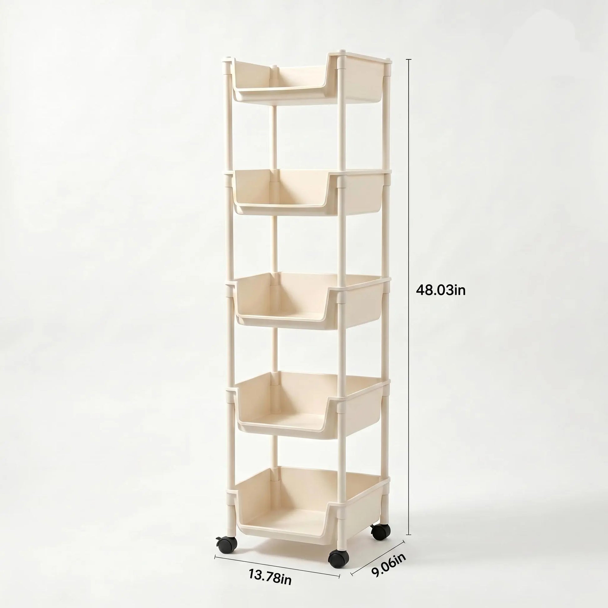 Rolling Storage Cart with Wheels, Multi-Layer Freestanding Shelf, Adjustable Space Saving Plastic Organizer for Bedroom Bathroom Kitchen Living Room, Portable Home Storage Unit, Easy Install, 2026 Semiannual Sale