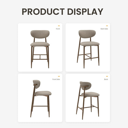 Bar Stools Set of 4, Counter Height Bar Stools, Kitchen Bar Stools with Backs, Modern Upholstered, Modern Bar Stools with Metal Legs for Kitchen Island, Counter, Camel