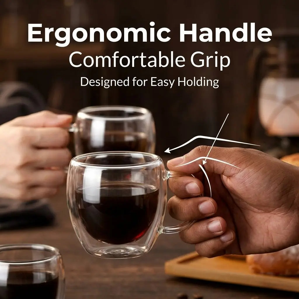6-Piece Espresso Set, Double-Walled Design, Coffee Glass Cup, Perfect for Coffee Lovers, Great Value, Ideal for Daily Use, Enhance Your Brewing Experience, Glass Espresso Cups
