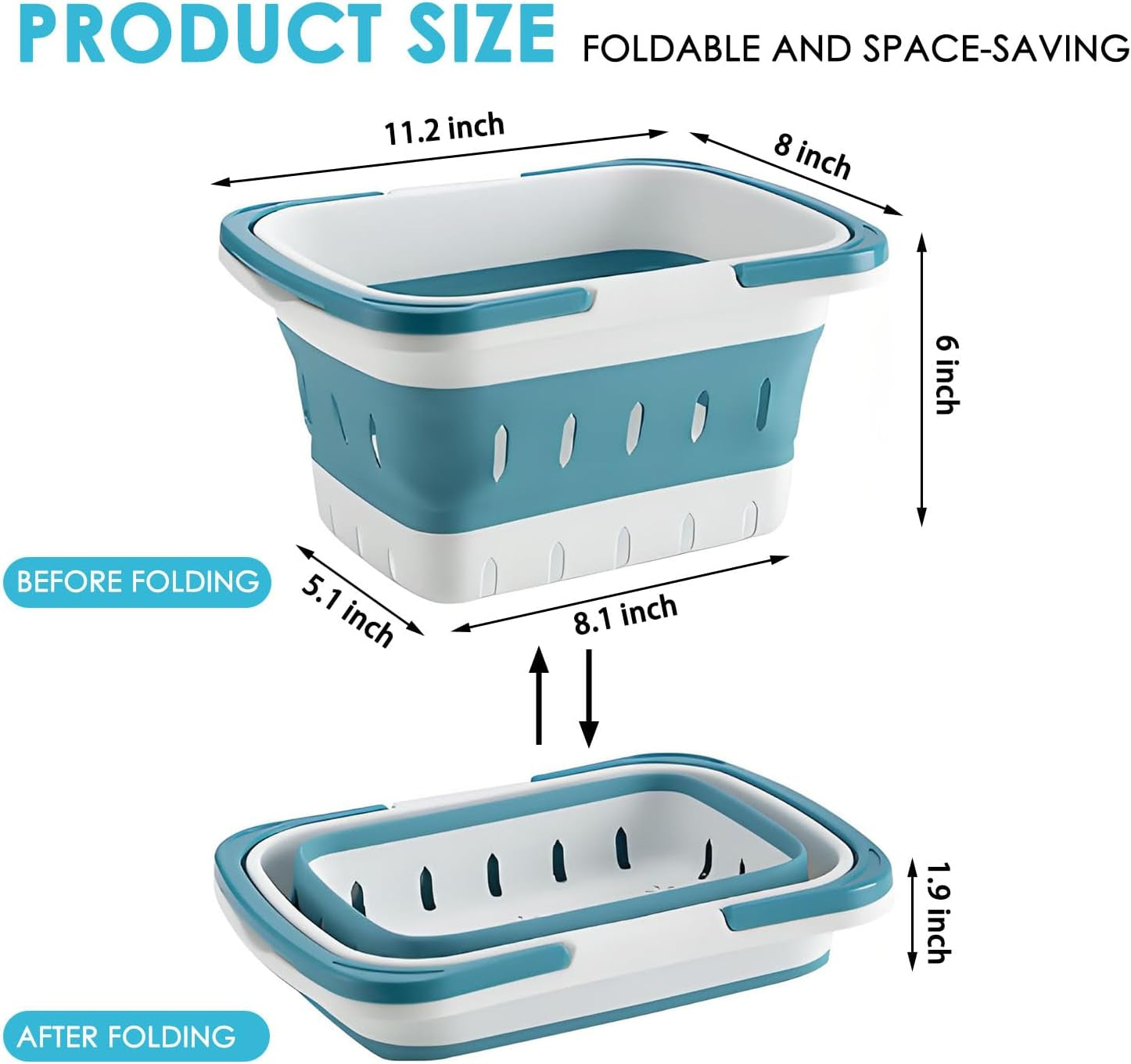 Portable Shower Caddy Tote – Collapsible Plastic Basket with Handles, Foldable Storage Organizer for Bathroom, Kitchen, College Dorm, Gym, Travel & Camping, Blue