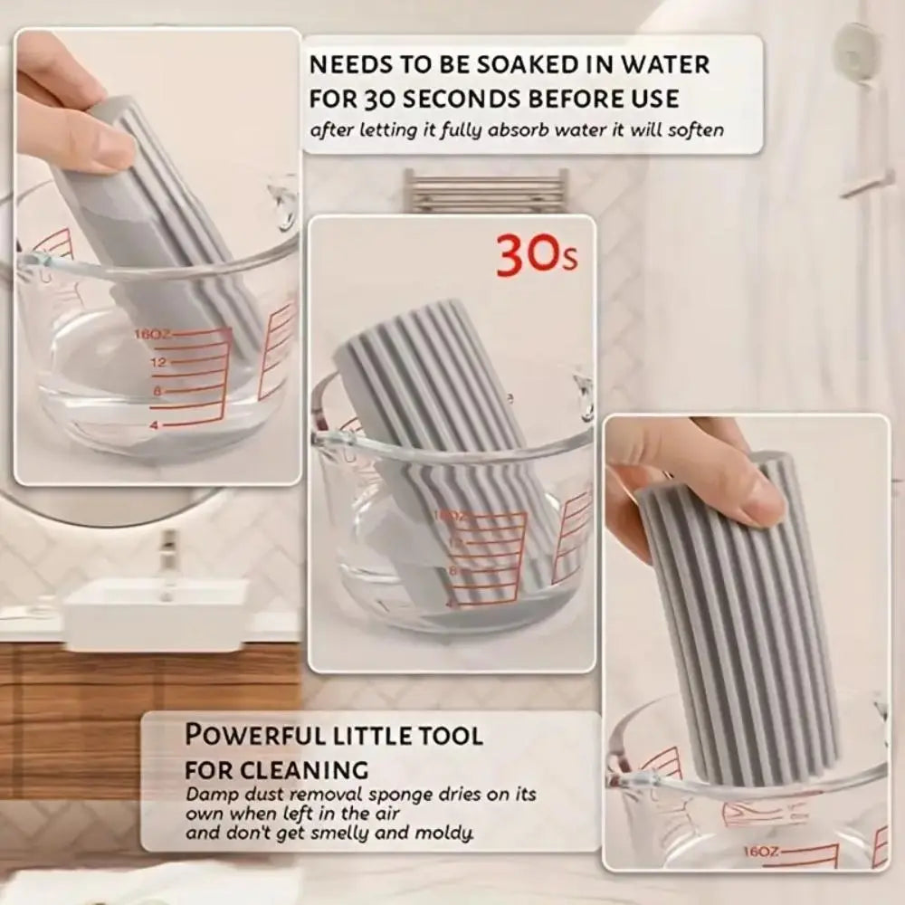Damp Duster Set, 2 Counts Magic Dust Cleaning Sponge, Cleaning Pads for Baseboard, Blind, Tiled, Furniture, Couches, Vent, Grill, Screen, Cleaning Tool, Cleaning Supplies, Bathroom Accessories