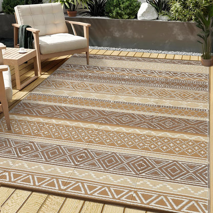 Garvee Outdoor Washable Double-Sided Plastic Straw Rug, Garden Decoration Rug Waterproof UV Resistant Foldable and Portable for Pools Balconies Beaches Picnics Backyards and Parks