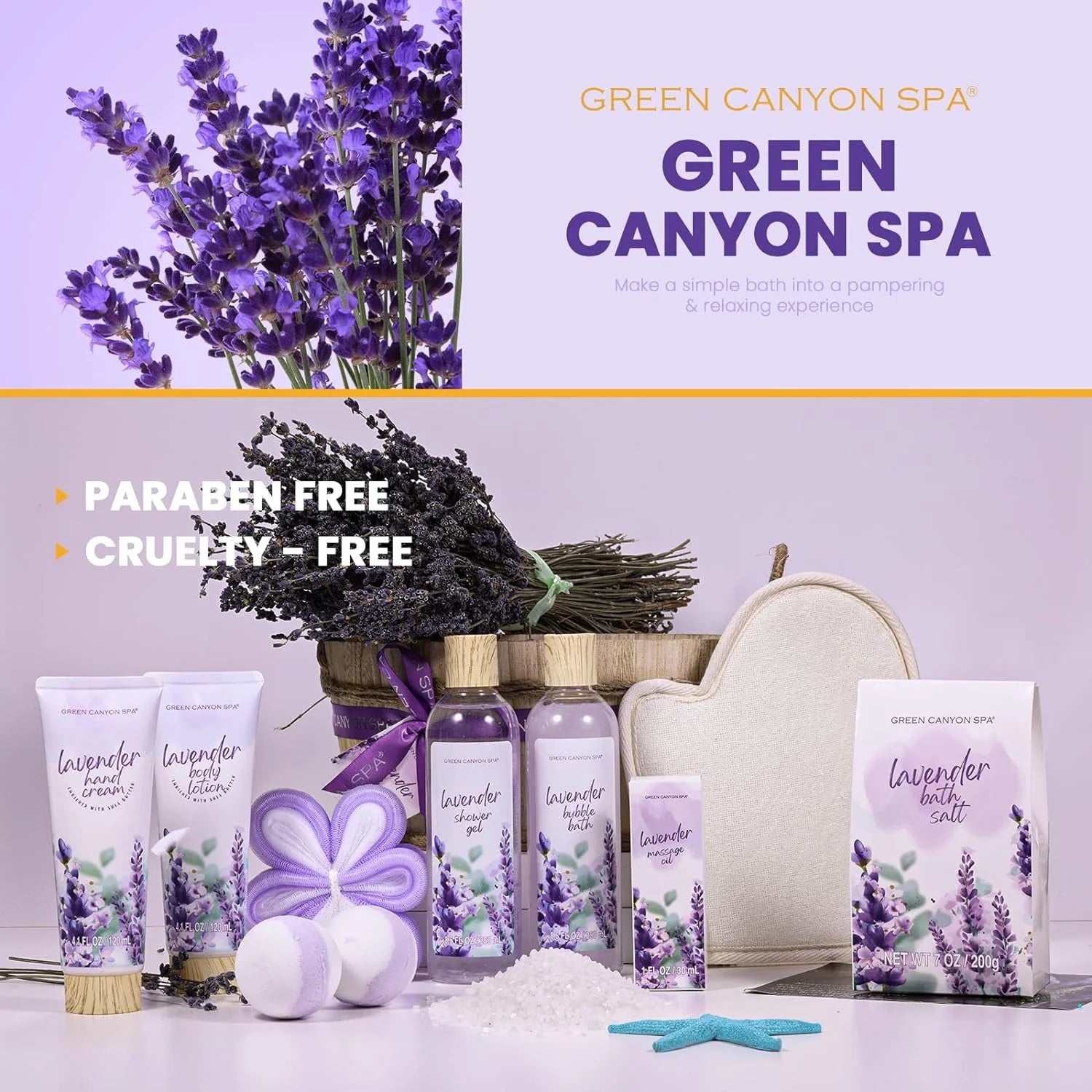 Bath Gift Sets for Women, 11Pcs Lavender Spa Baskets Gift Kits, Relaxing Luxury Birthday Gifts for Mom Her Home Spa Self Care Kits