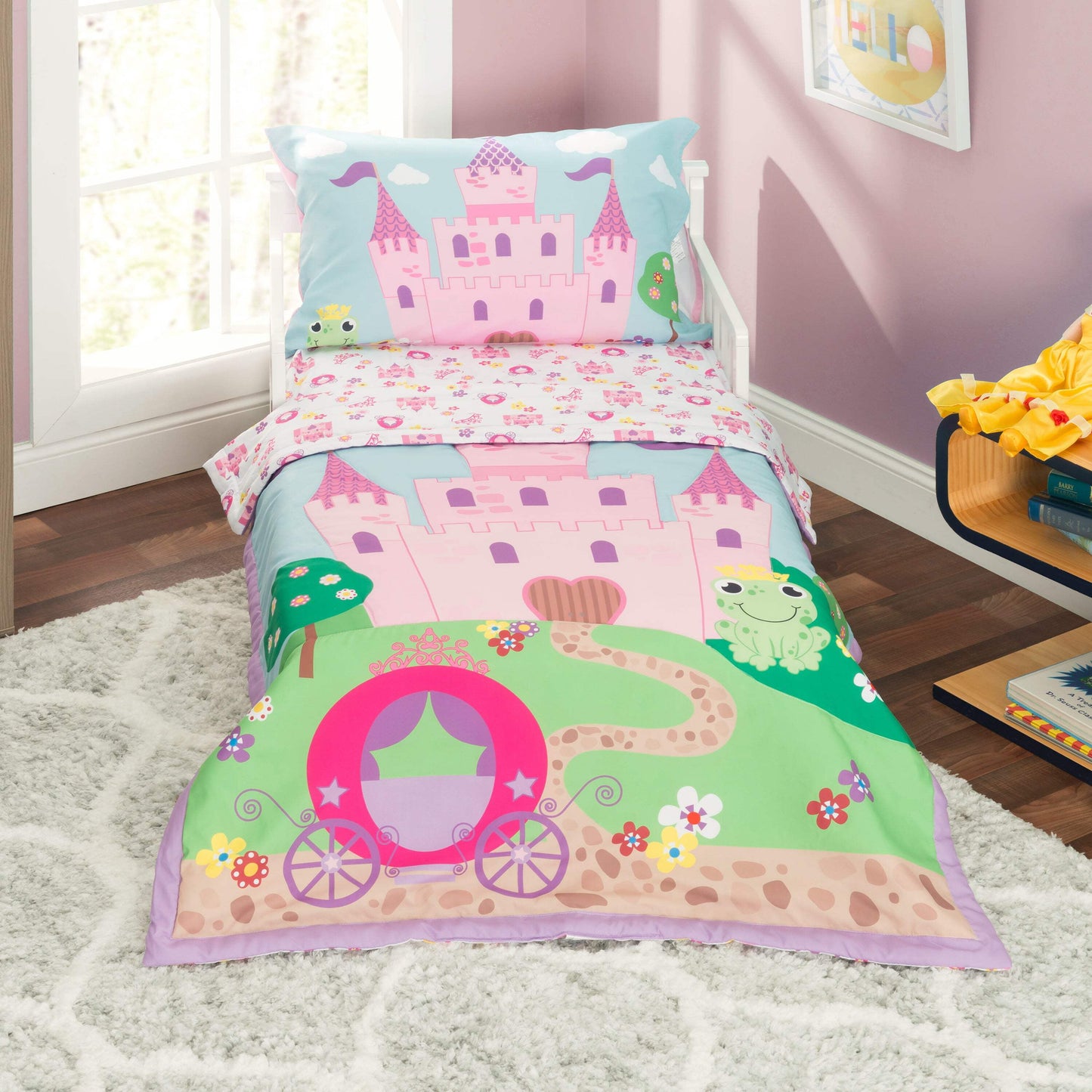 Toddler/Child Printed Microfiber/Polyester Reversible Bedding Sets, Toddler Bed, 4-Pieces