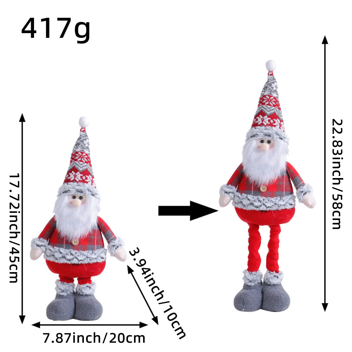 Standing Long-Legged Christmas Plush Figurines (Santa, Snowman & Reindeer)