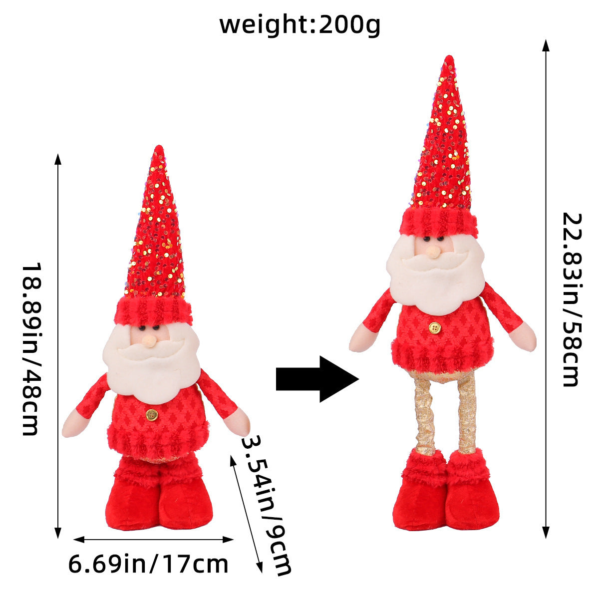 Standing Long-Legged Christmas Plush Figurines (Santa, Snowman & Reindeer)