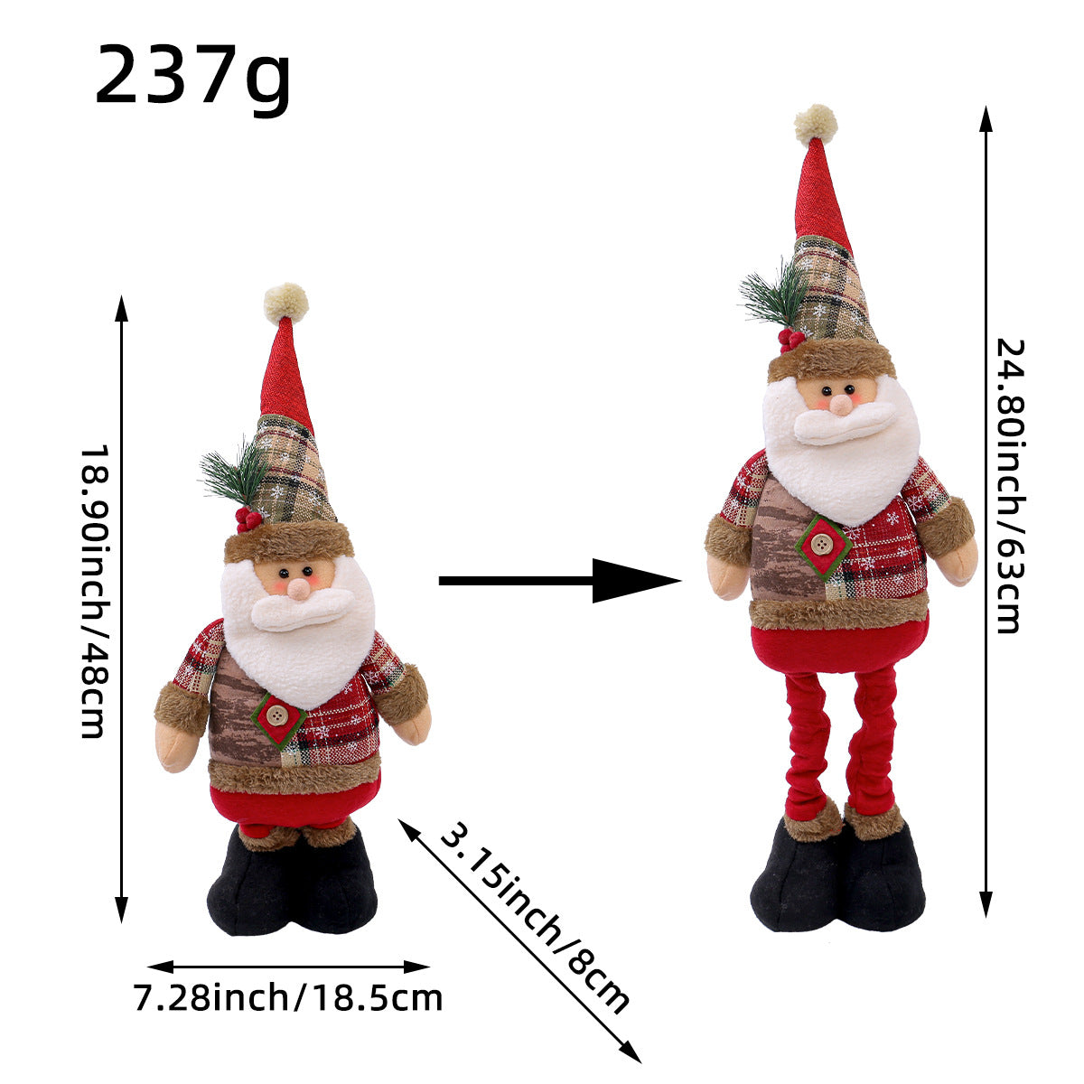 Standing Long-Legged Christmas Plush Figurines (Santa, Snowman & Reindeer)