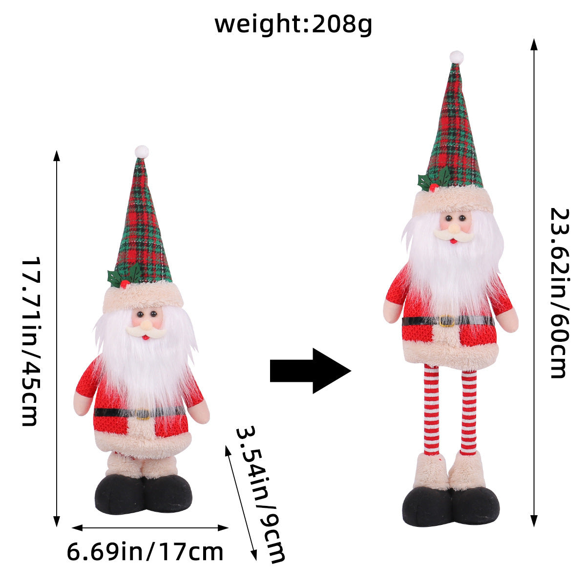 Standing Long-Legged Christmas Plush Figurines (Santa, Snowman & Reindeer)