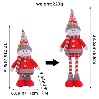 Standing Long-Legged Christmas Plush Figurines (Santa, Snowman & Reindeer)
