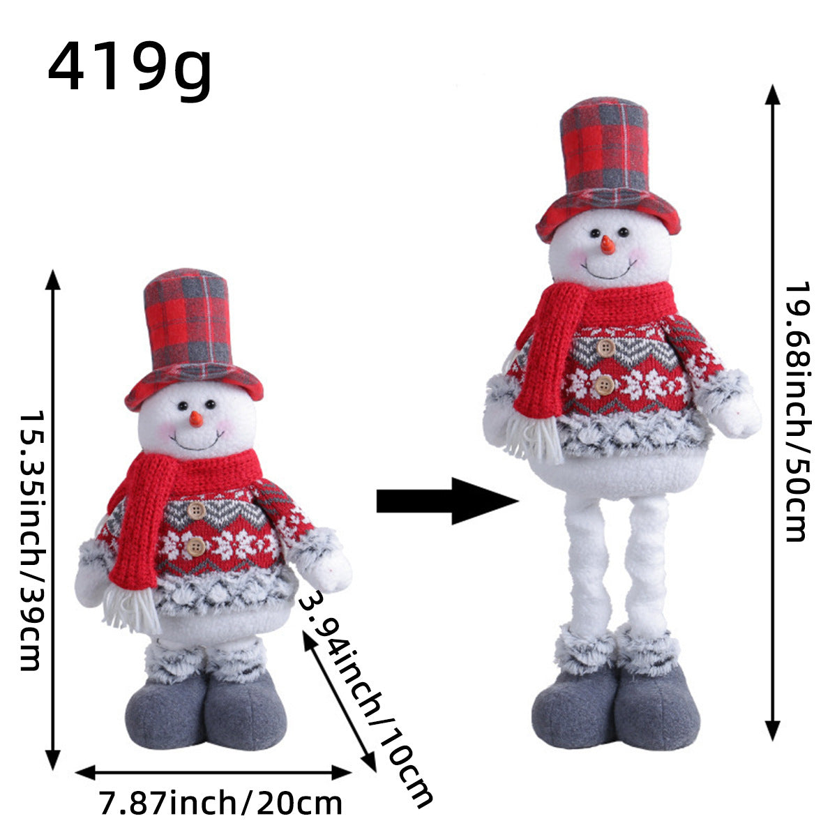 Standing Long-Legged Christmas Plush Figurines (Santa, Snowman & Reindeer)
