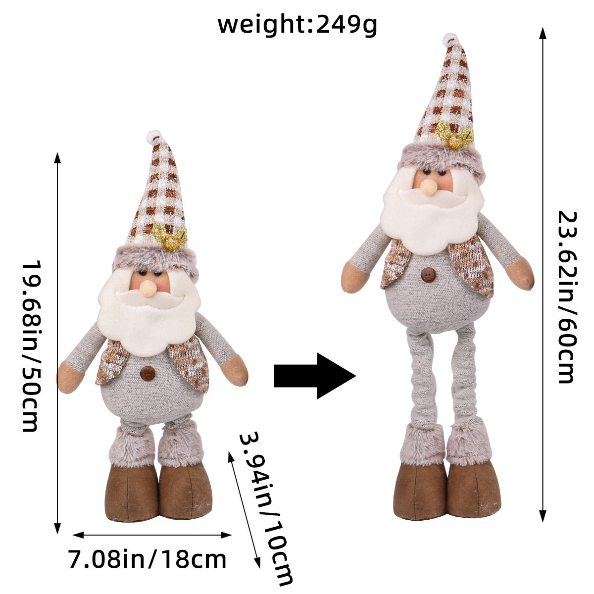 Standing Long-Legged Christmas Plush Figurines (Santa, Snowman & Reindeer)