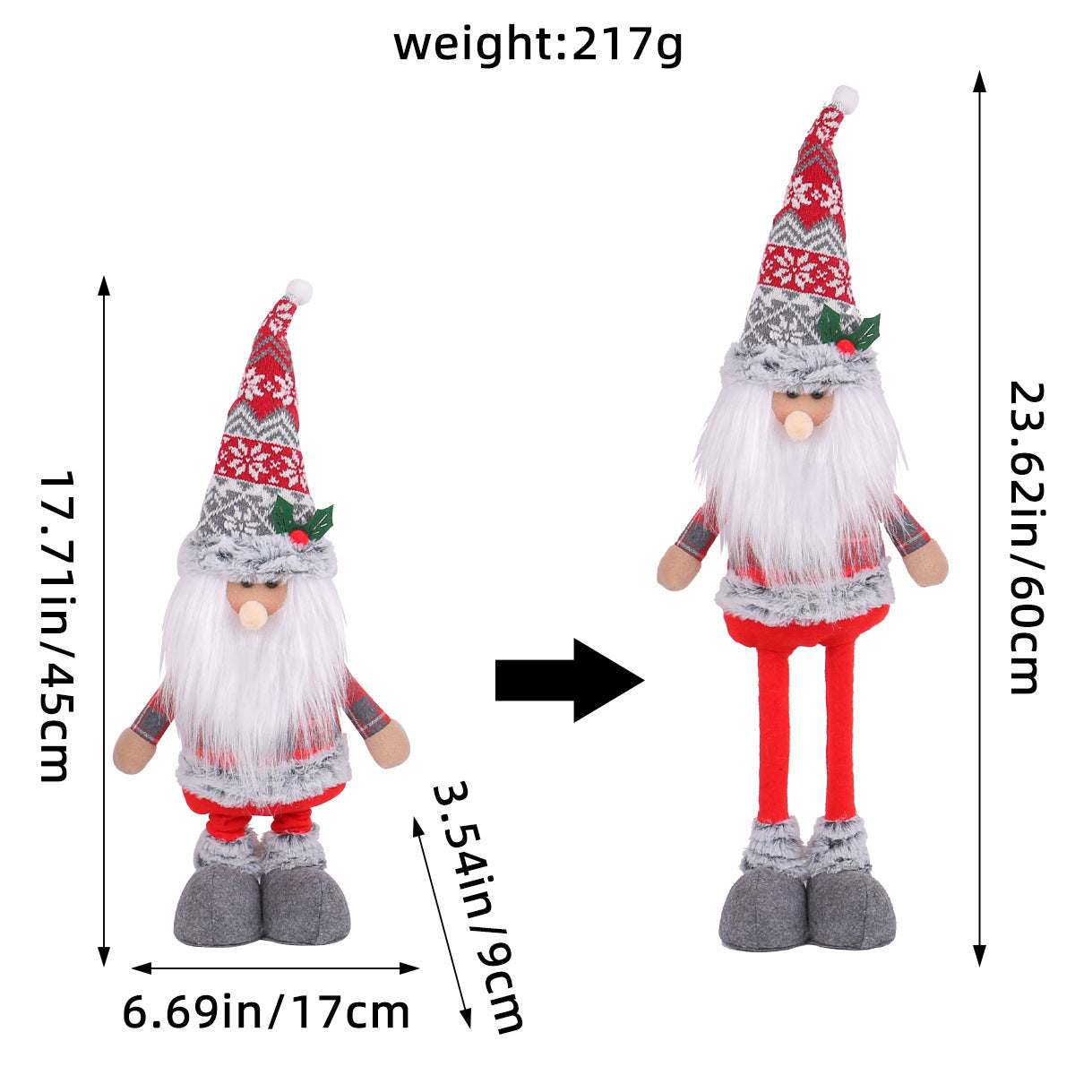 Standing Long-Legged Christmas Plush Figurines (Santa, Snowman & Reindeer)