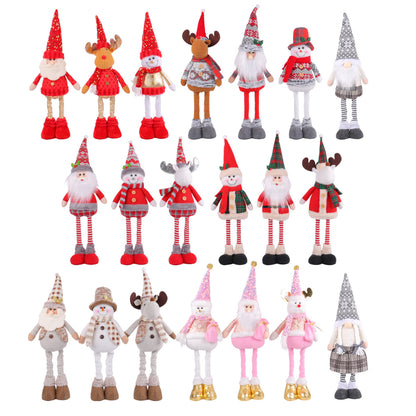 Standing Long-Legged Christmas Plush Figurines (Santa, Snowman & Reindeer)