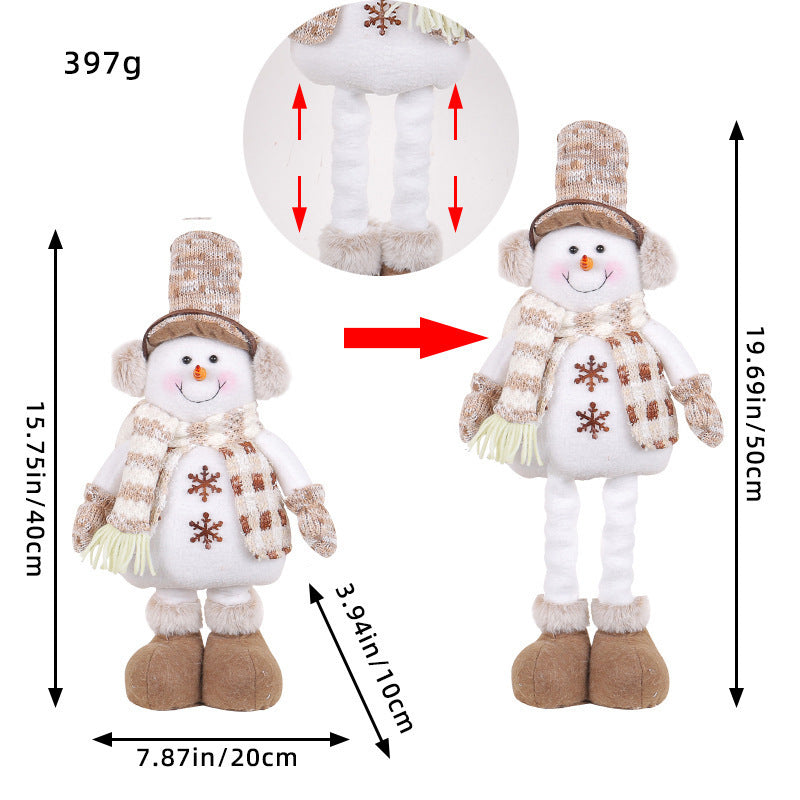 Standing Long-Legged Christmas Plush Figurines (Santa, Snowman & Reindeer)