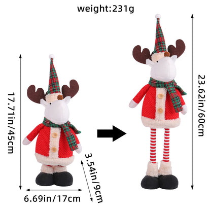 Standing Long-Legged Christmas Plush Figurines (Santa, Snowman & Reindeer)