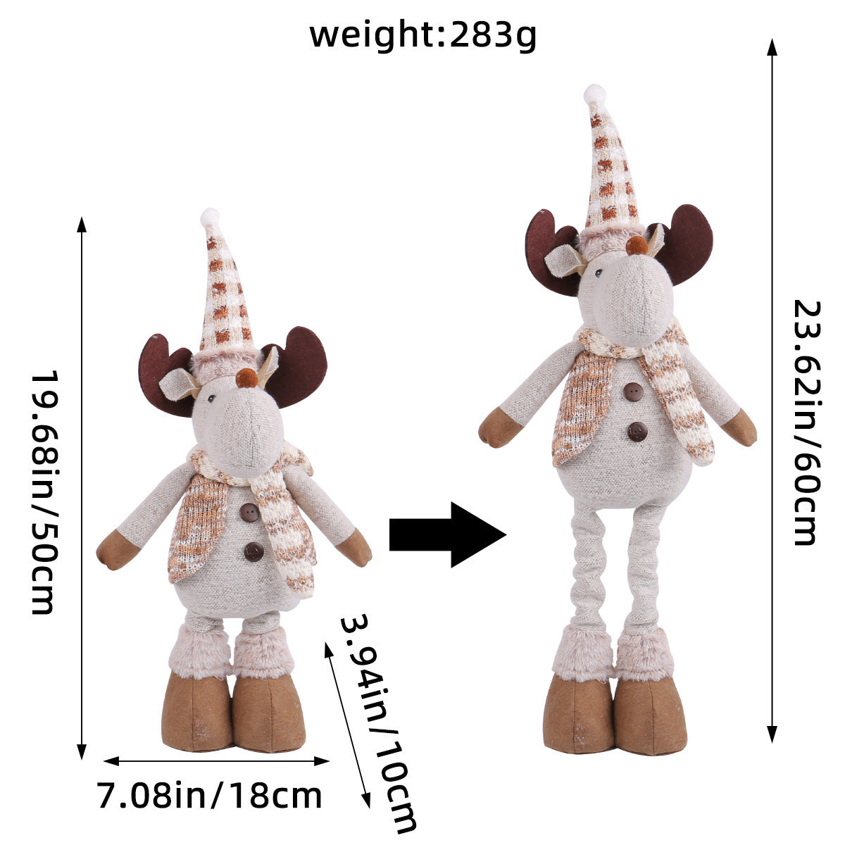 Standing Long-Legged Christmas Plush Figurines (Santa, Snowman & Reindeer)