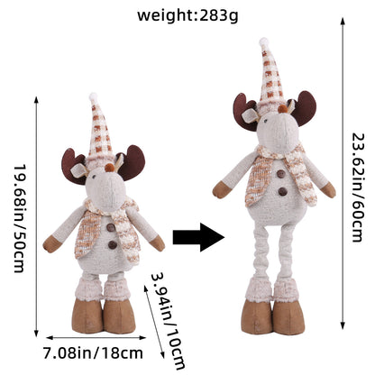 Standing Long-Legged Christmas Plush Figurines (Santa, Snowman & Reindeer)