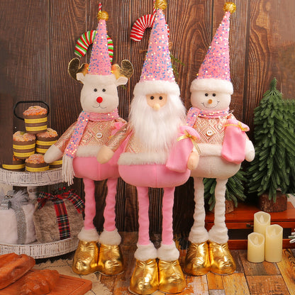 Standing Long-Legged Christmas Plush Figurines (Santa, Snowman & Reindeer)
