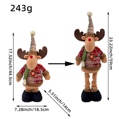 Standing Long-Legged Christmas Plush Figurines (Santa, Snowman & Reindeer)