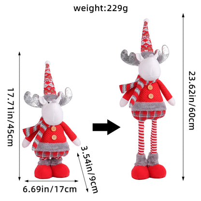 Standing Long-Legged Christmas Plush Figurines (Santa, Snowman & Reindeer)