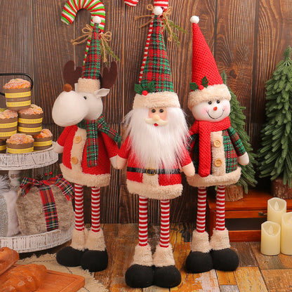 Standing Long-Legged Christmas Plush Figurines (Santa, Snowman & Reindeer)