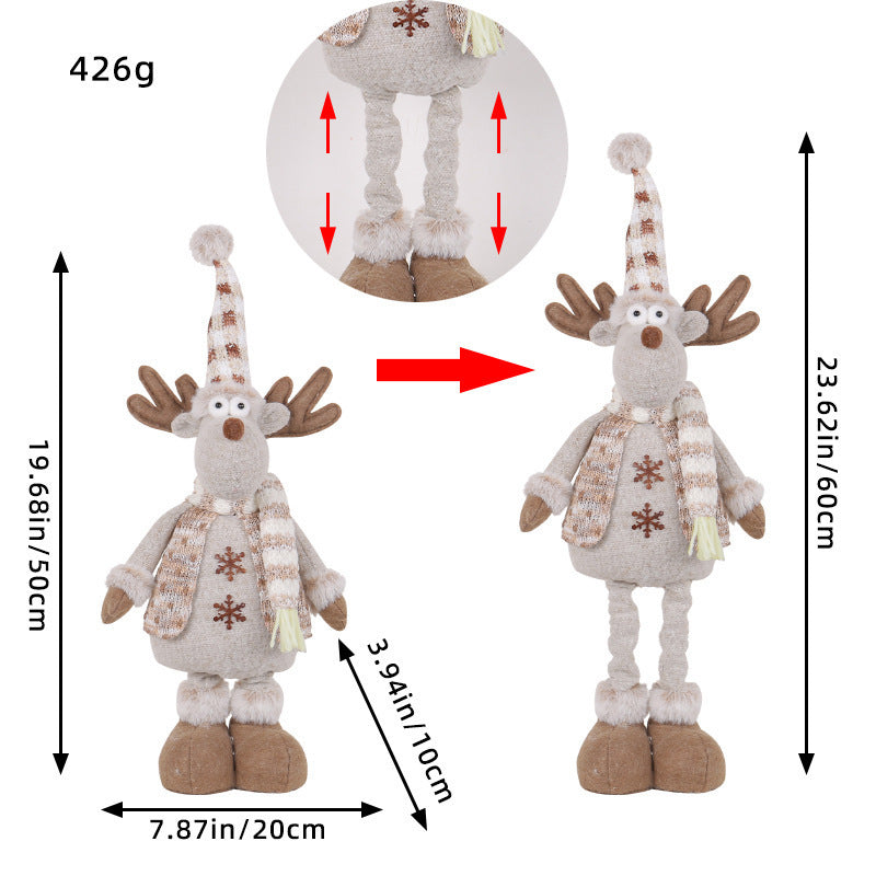 Standing Long-Legged Christmas Plush Figurines (Santa, Snowman & Reindeer)