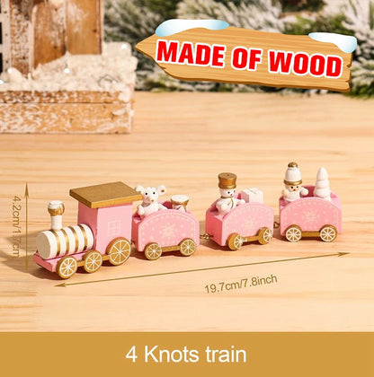 Festive Mini Christmas Express Train Tabletop Decoration (4-Car Wooden & Plastic Sets)