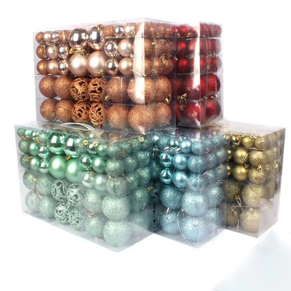 Shatterproof Christmas Tree Ornament Set – Multi-Finish Holiday Baubles with Storage Case (Gold, Silver, Red, Bronze)100PCS