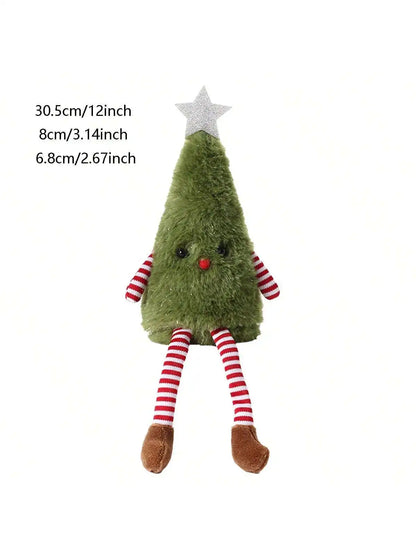 Cozy Holiday Plush Tree Shelf Sitter – Whimsical Christmas Tabletop Decor
