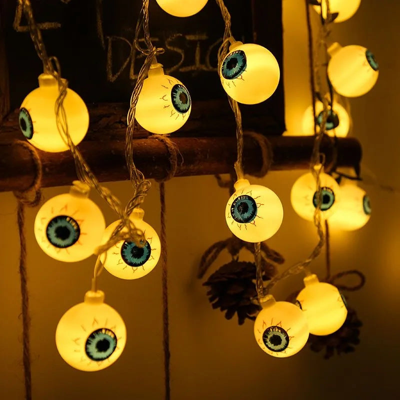 Spooky Glowing Halloween LED String Lights – Jack-o'-Lanterns; Eyeballs