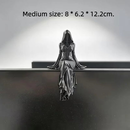Gothic Hooded Sorceress Shelf Sitter Figurine | Dark Academia & Witchy Home Decor