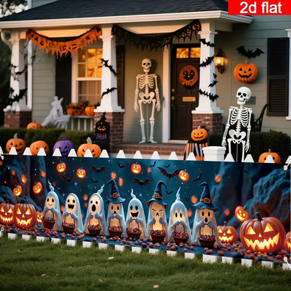 Spooky Ghosts & Pumpkins Halloween Banner – Outdoor Yard, Fence & Porch Party Decoration