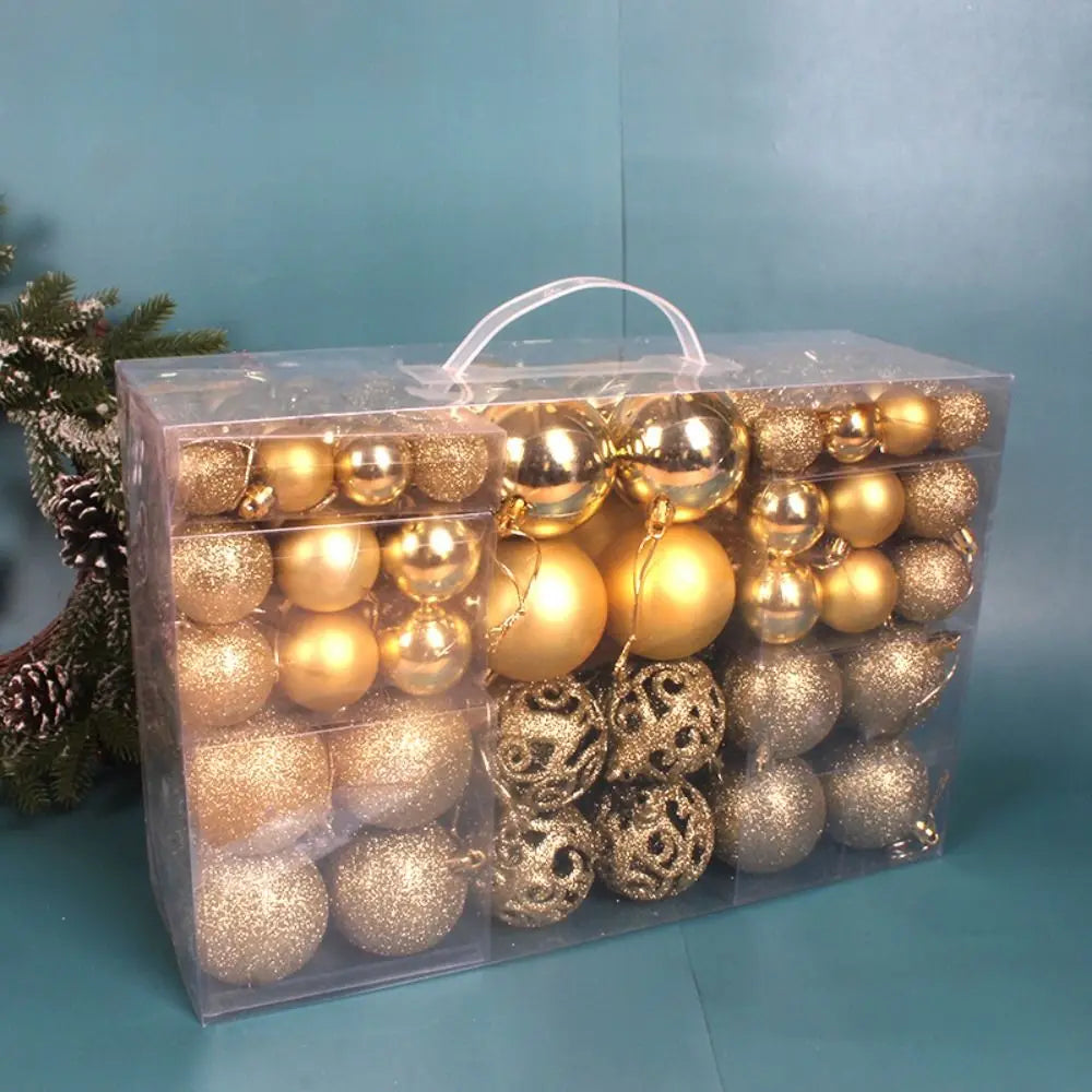Shatterproof Christmas Tree Ornament Set – Multi-Finish Holiday Baubles with Storage Case (Gold, Silver, Red, Bronze)100PCS