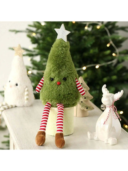 Cozy Holiday Plush Tree Shelf Sitter – Whimsical Christmas Tabletop Decor