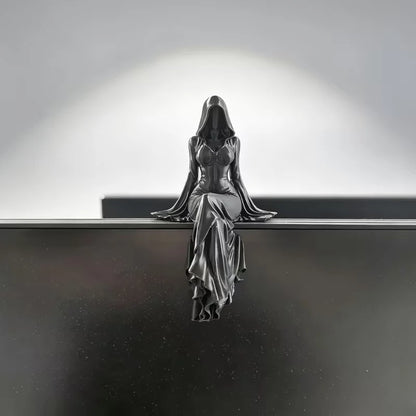 Gothic Hooded Sorceress Shelf Sitter Figurine | Dark Academia & Witchy Home Decor