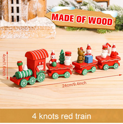 Festive Mini Christmas Express Train Tabletop Decoration (4-Car Wooden & Plastic Sets)