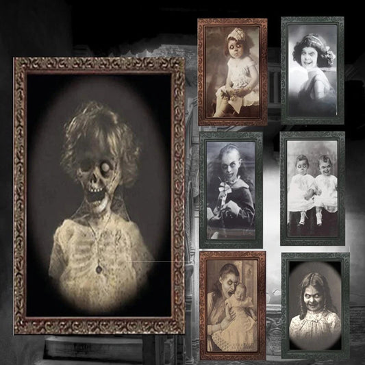 3D Moving Animated Changing Face Vintage Halloween Picture Frame Decor