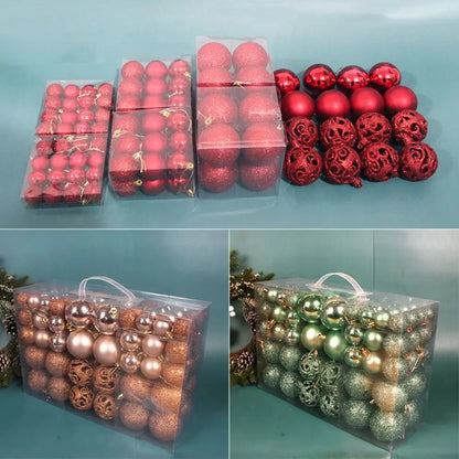 Shatterproof Christmas Tree Ornament Set – Multi-Finish Holiday Baubles with Storage Case (Gold, Silver, Red, Bronze)100PCS