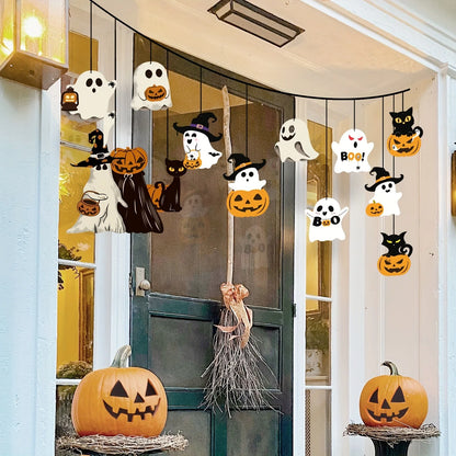 "BOO!" Halloween Hanging Swirls & Cutouts Set (12-Piece Outdoor & Indoor Decor)