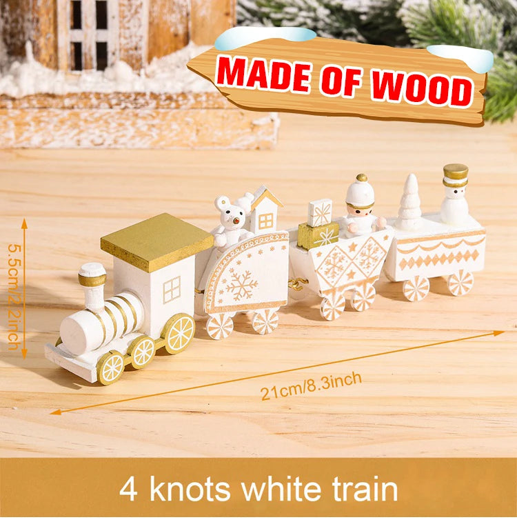 Festive Mini Christmas Express Train Tabletop Decoration (4-Car Wooden & Plastic Sets)