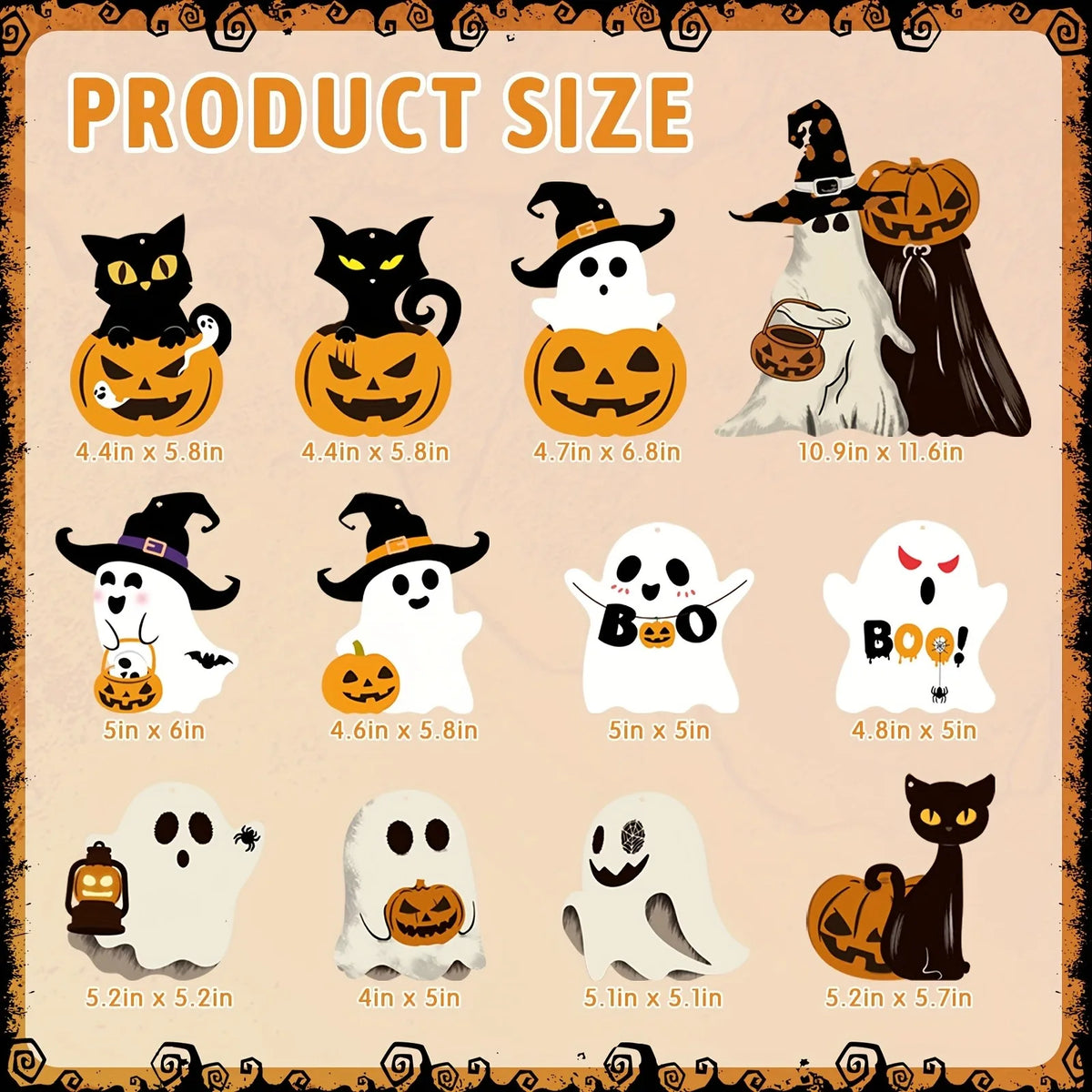 "BOO!" Halloween Hanging Swirls & Cutouts Set (12-Piece Outdoor & Indoor Decor)