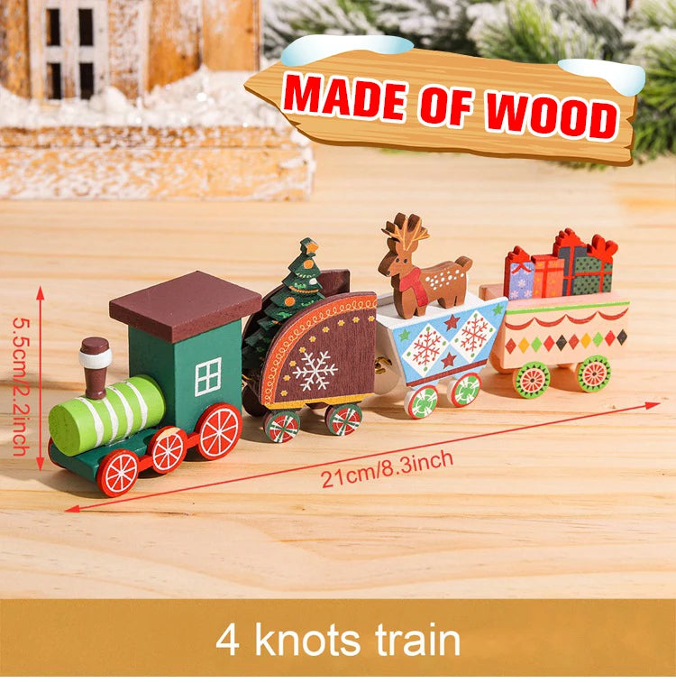 Festive Mini Christmas Express Train Tabletop Decoration (4-Car Wooden & Plastic Sets)