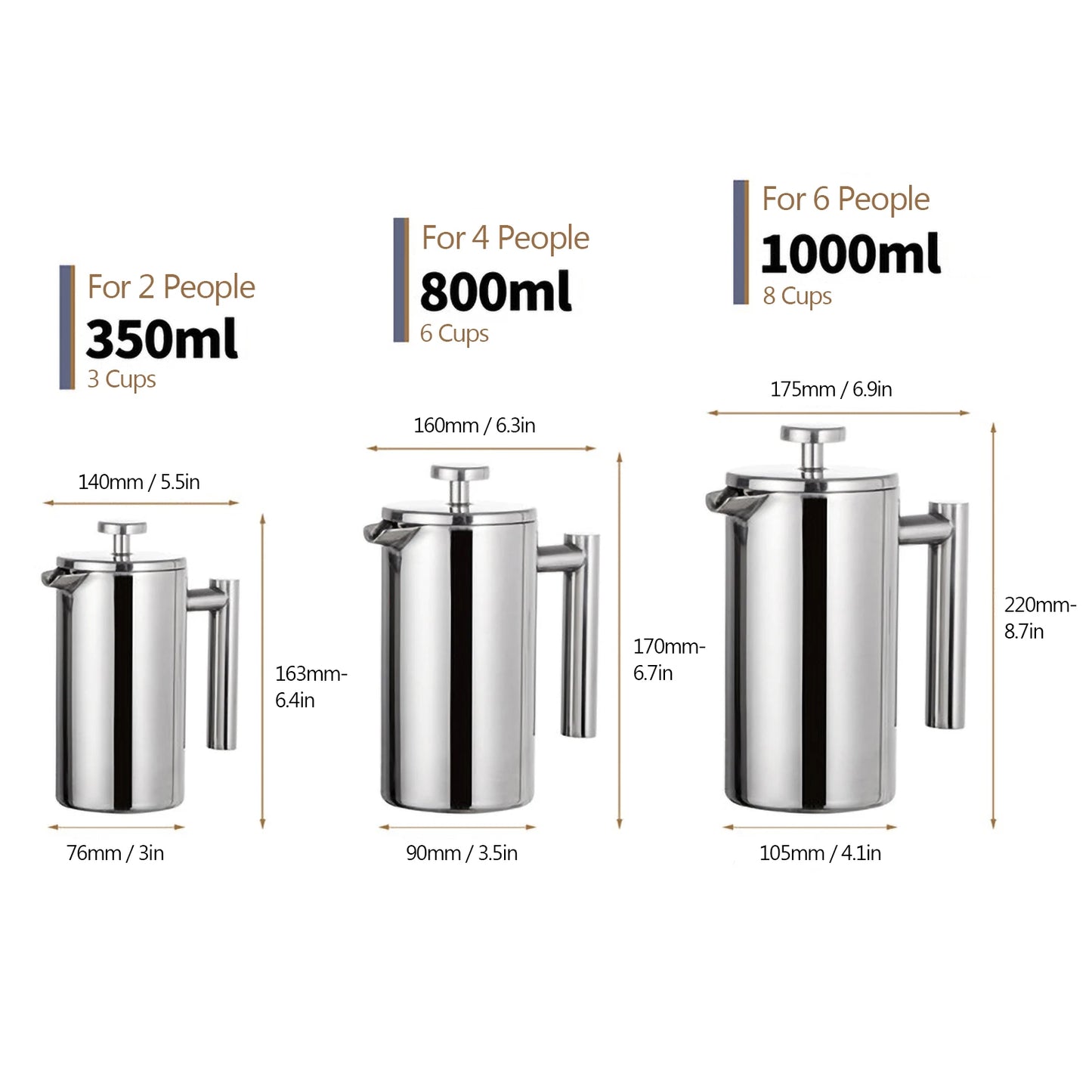 Premium Stainless Steel French Press Coffee Maker