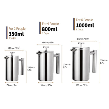 Premium Stainless Steel French Press Coffee Maker