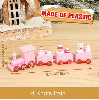 Festive Mini Christmas Express Train Tabletop Decoration (4-Car Wooden & Plastic Sets)