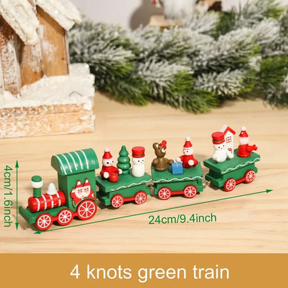 Festive Mini Christmas Express Train Tabletop Decoration (4-Car Wooden & Plastic Sets)