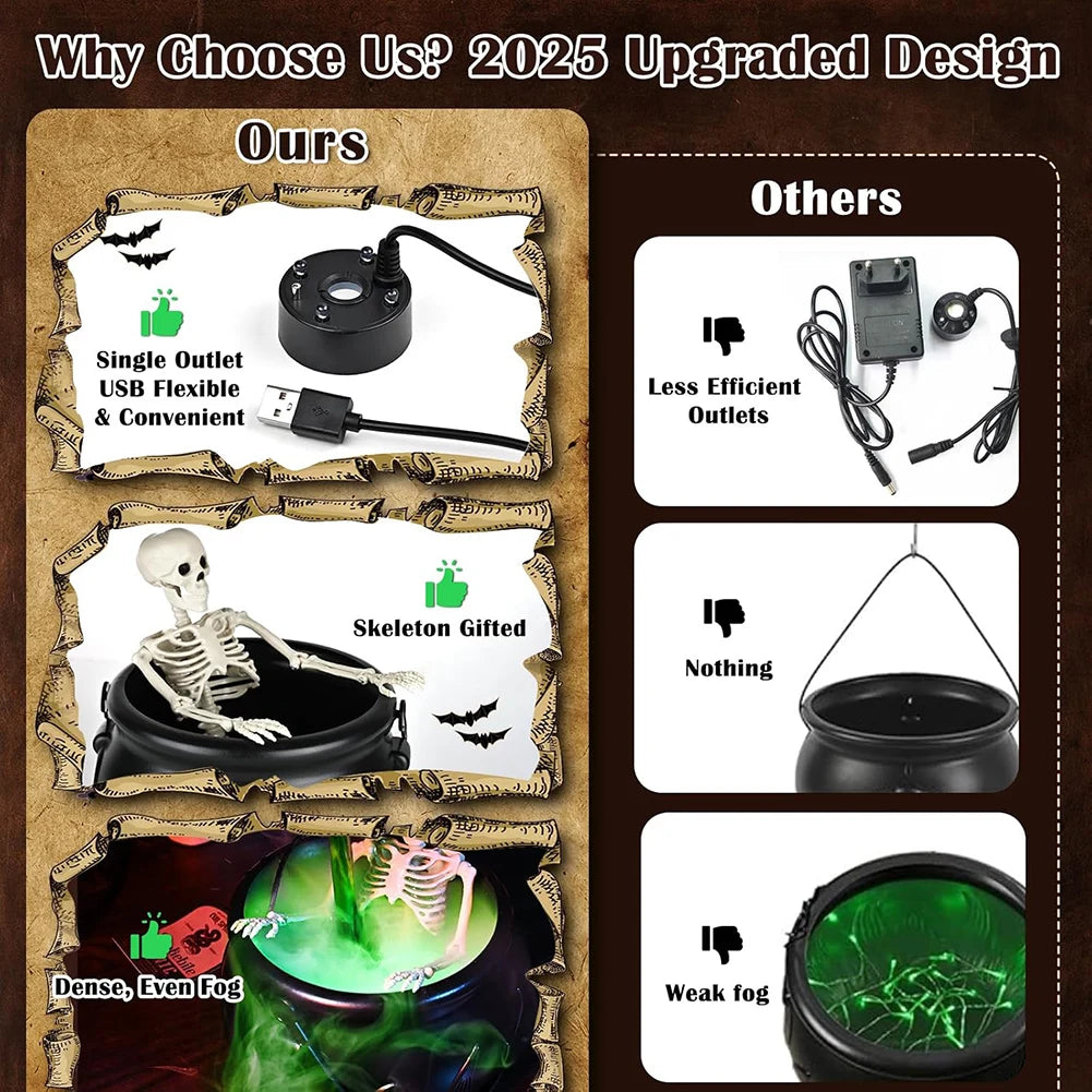 Magic Floating Potion Cauldron Kit – Mist Maker & Skeleton Decor